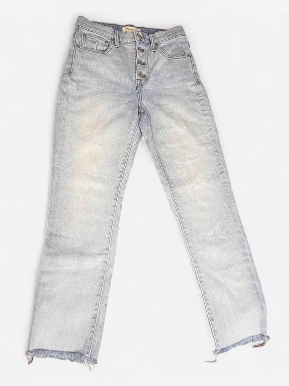 Madewell sz 24 The High Rise Slim Crop Boy Jeans button‎ fly distressed 4213
